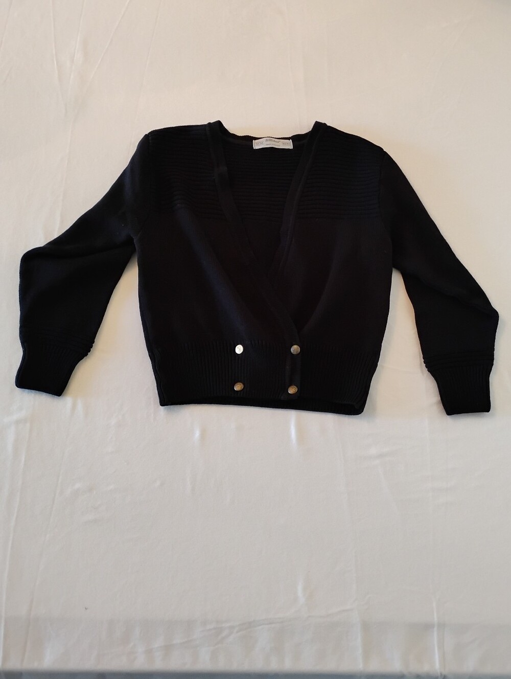 Vintage Women's Black V-Neck Snap-Front Sweater